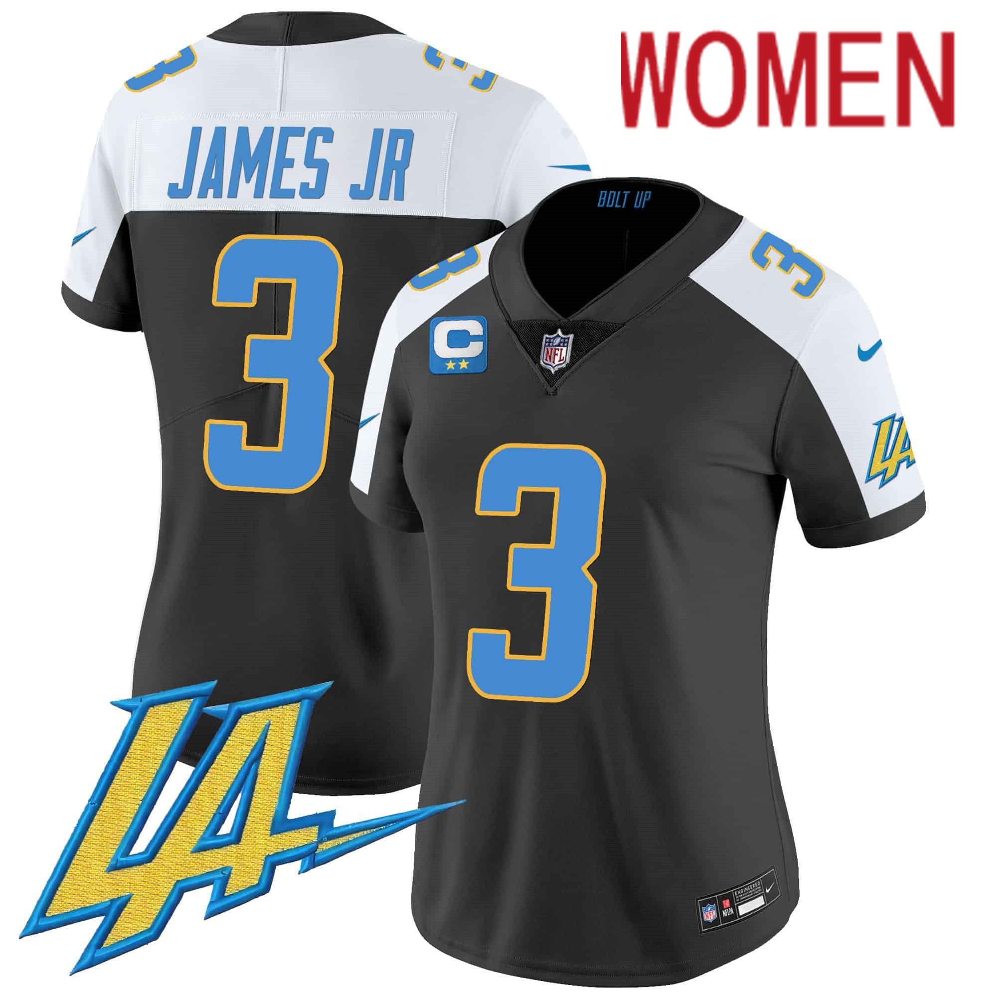 Women Los Angeles Chargers #3 James jr Black 2024 Nike Vapor Limited NFL Jersey->customized nfl jersey->Custom Jersey